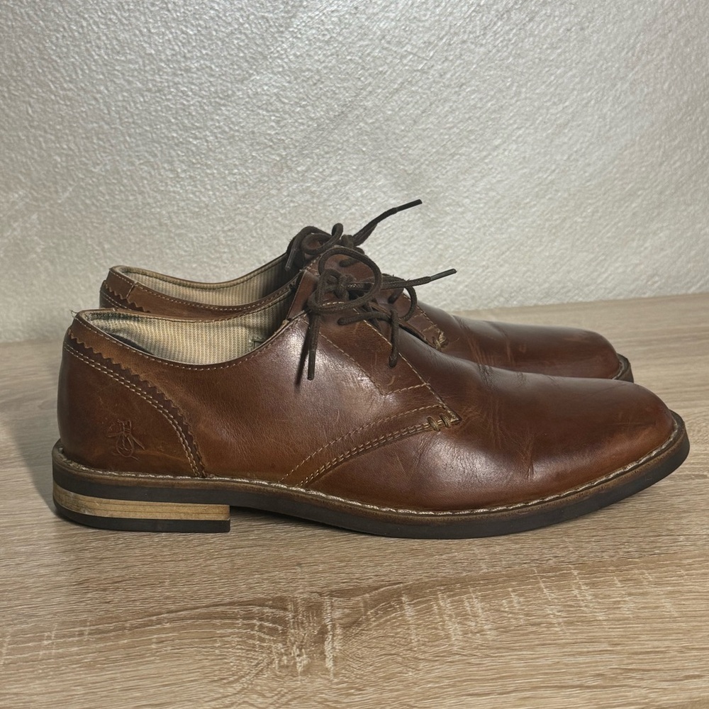 Original Penguin by Munsingwear Waylon Men’s 10 Oxford Brown Leather Dress Shoes - Picture 3 of 11